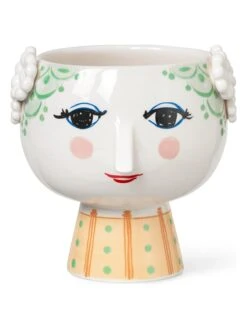 Blumentopf "Eva" In Weiß/ Grün - (H)14,5 X Ø 15,5 Cm