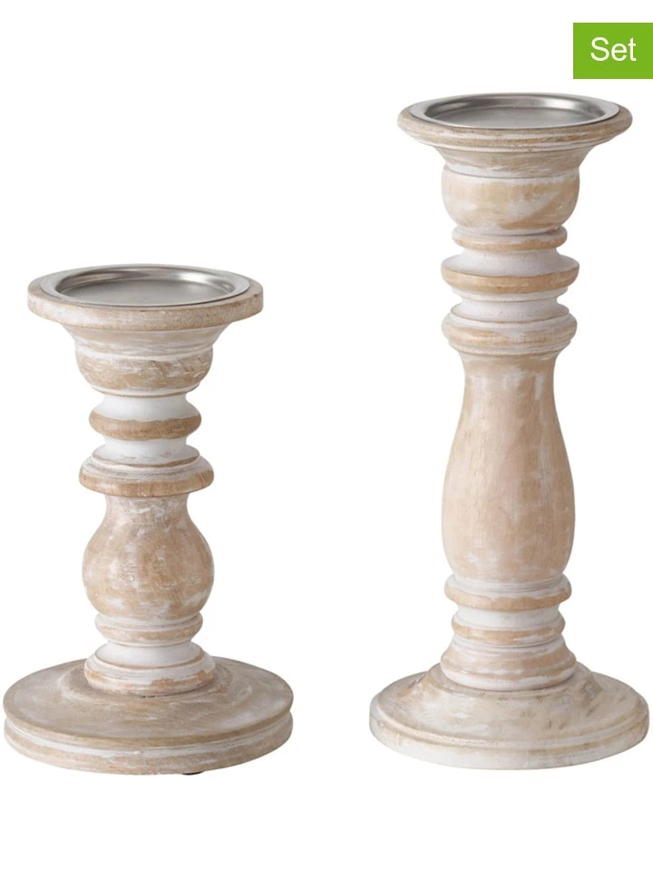 2er-Set: Kerzenständer "Neley" In Beige 3 2er-Set: Kerzenständer "Neley" In Beige