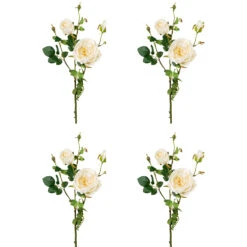 Deko-Blume 4er Set Rosenzweig In Creme