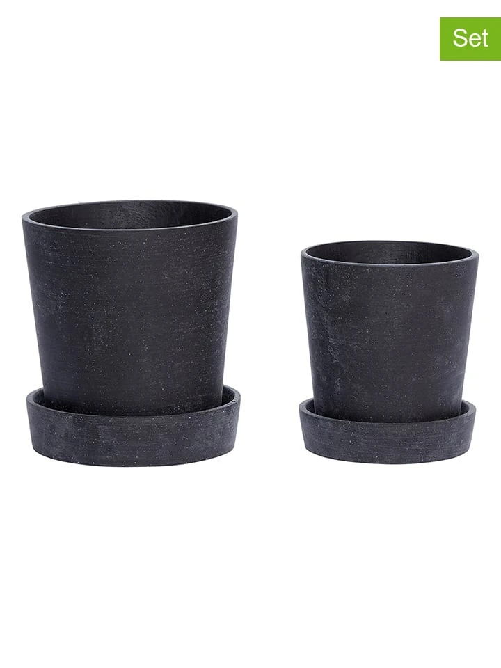2er-Set: Blumentöpfe "Podium" In Anthrazit