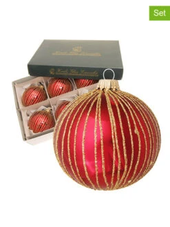 6er-Set: Christbaumkugeln In Rot/ Gold - Ø 8