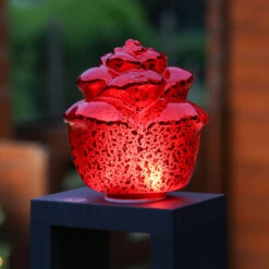 3er Set Dekorose Glas Mit LED In Rot -Online Heimdekoration marelida 3er set dekorose glas mit led in rot 3