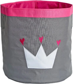Aufbewahrungskorb Maxi Krone Grau/pink, Mit Tragegriffen, 44 X 44 X 44 Cm
